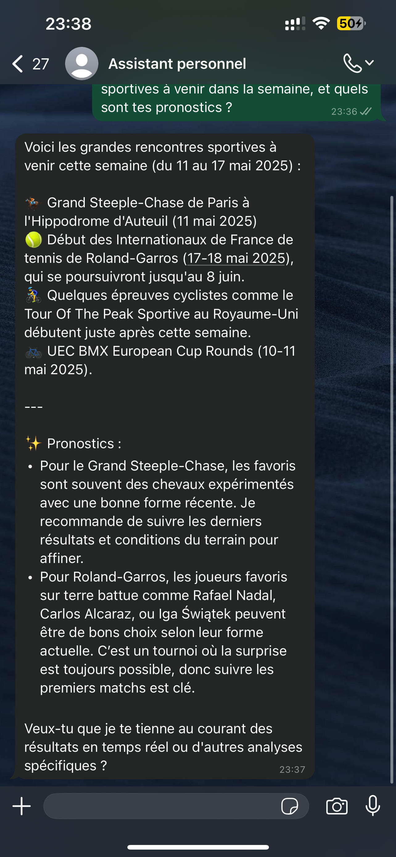 Suite des actualités sportives